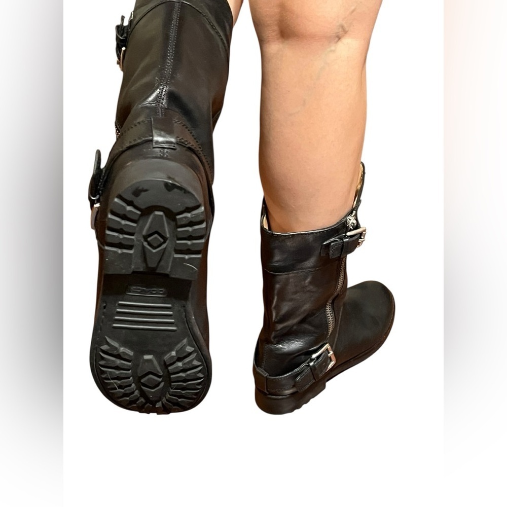 Coach Gracey black leather moto Mid-Calf Boots - Picture 3 of 6